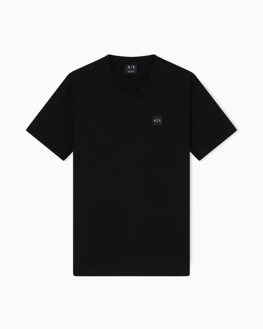 ARMANI EXCHANGE Black Regular Fit Cotton T-Shirt for men