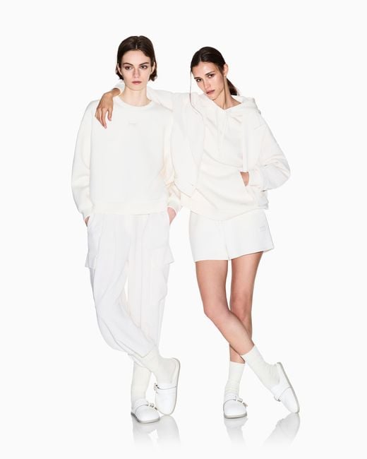 ARMANI EXCHANGE White Wide Trousers With Pleats
