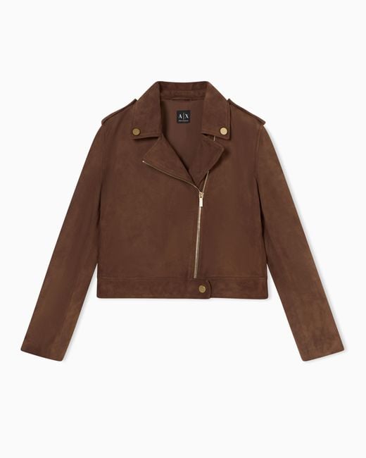 ARMANI EXCHANGE Brown Genuine Suede Leather Jacket