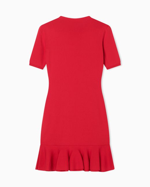ARMANI EXCHANGE Red Mini Dress With Ruffle And Horse Embroidery