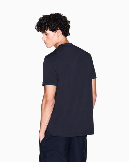 ARMANI EXCHANGE Blue Regular Fit T-Shirt With Contrasting Piping for men