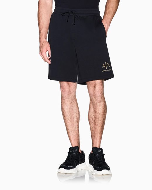 ARMANI EXCHANGE Blue Shorts Bonded Stretch Cotton Jersey Regular Fit for men