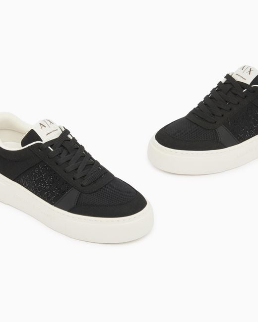 ARMANI EXCHANGE White Lace-Up Low-Top Sneakers