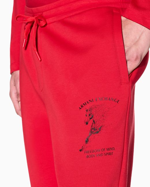 ARMANI EXCHANGE Red Horse Print Sweatshirt Joggers for men
