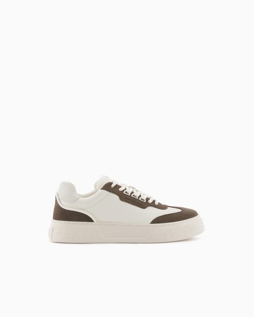 ARMANI EXCHANGE White Technical Fabric Sneakers for men
