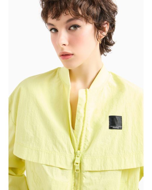 Armani Exchange Yellow Asv Recycled Fabric Logo Patch Zip Blouson