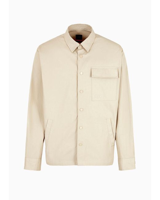 Armani Exchange Natural Loose Fit Shirt In Pure Cotton With Pocket for men