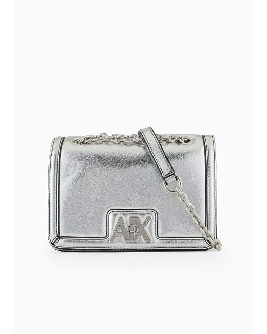 Armani Exchange Gray Metal Shoulder Bag With Logo