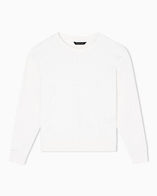 ARMANI EXCHANGE White Cotton Sweatshirt With Crew Neck Monogram