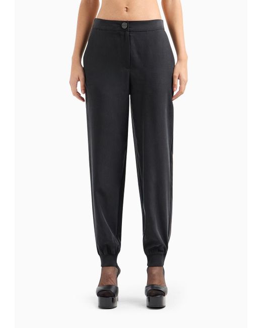 Armani Exchange Black Regular Fit Trousers In Washed And Sandblasted Fabric