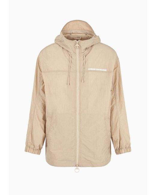 Armani Exchange Natural Caban Coat With Hood In Technical Fabric for men