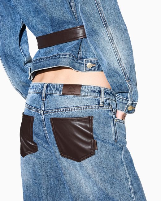 ARMANI EXCHANGE Blue Oversized Fit Five-Pocket Pants
