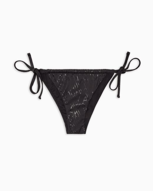 ARMANI EXCHANGE Black Fabric Bikini Bottoms With Allover Logo
