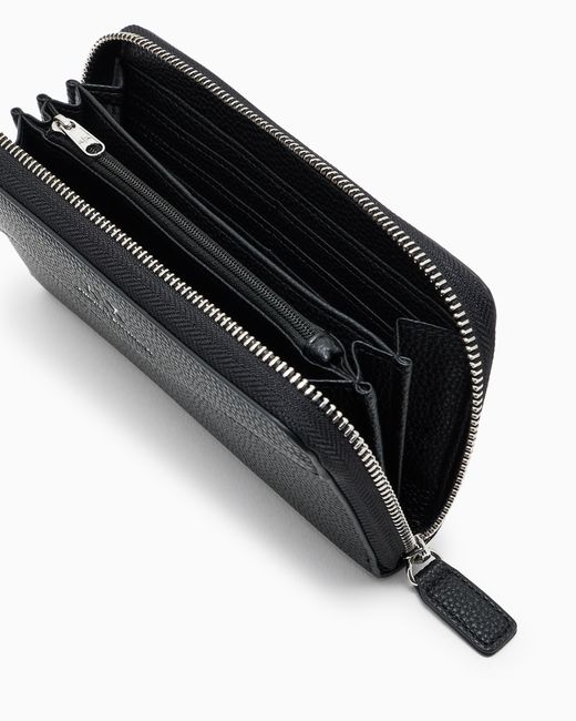 ARMANI EXCHANGE Black Portemonnaie Mit Umlaufendem Reißverschluss Und Geformten Nähten