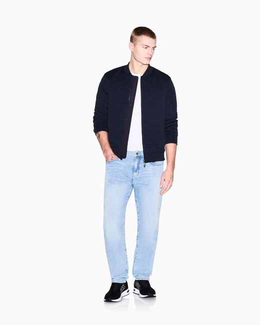 ARMANI EXCHANGE Blue Stretch Bomber Jacket for men