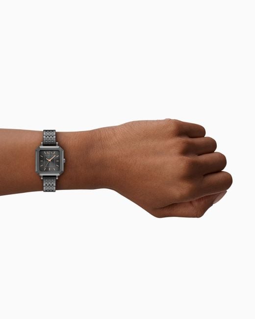 ARMANI EXCHANGE White Three-Hand Gunmetal Stainless Steel Watch