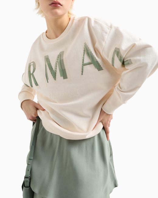 Suéter Oversize Con Logo Con Efecto Óptico ARMANI EXCHANGE de color Natural