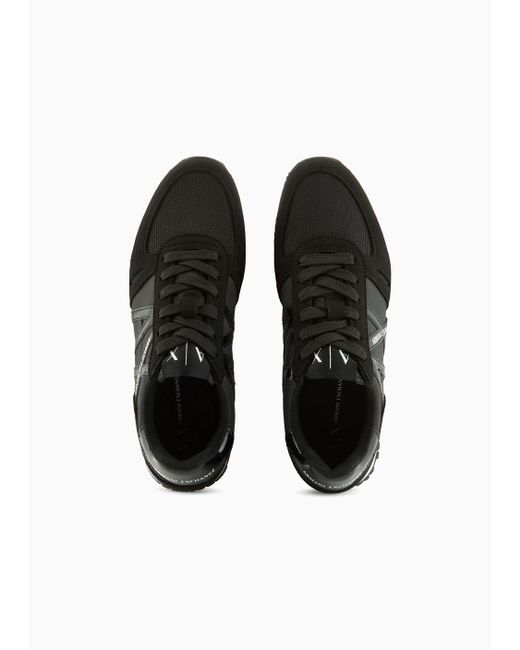 Sneakers In Microfibra Con Logo di Armani Exchange in Black