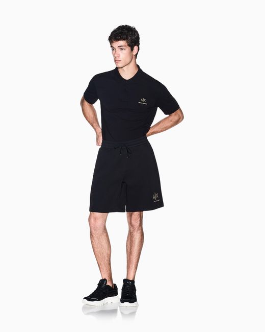 ARMANI EXCHANGE Blue Shorts Bonded Stretch Cotton Jersey Regular Fit for men