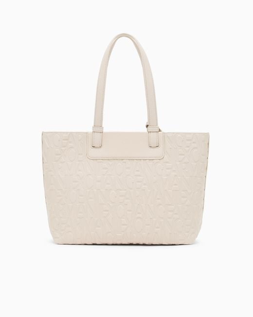 ARMANI EXCHANGE Natural Shopper Bag With Allover Logo