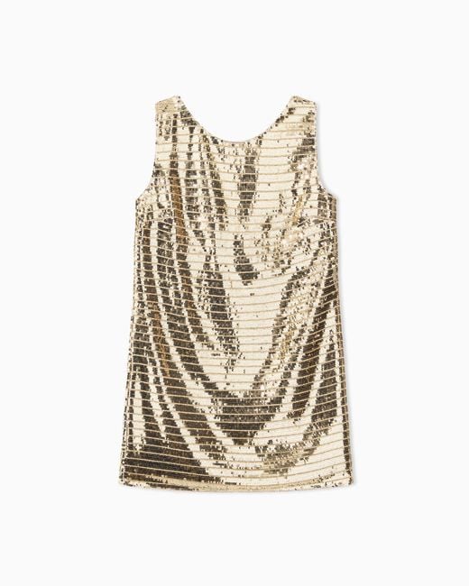 ARMANI EXCHANGE White Slim Fit Dress Chiffon With Sequins