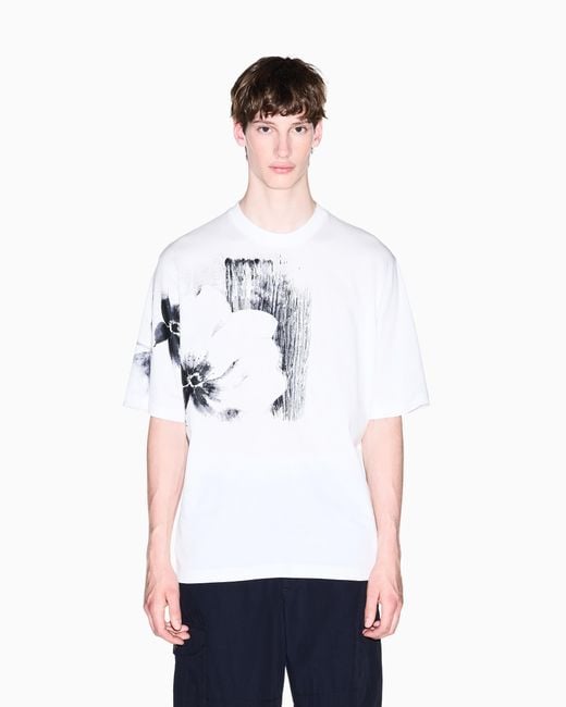 ARMANI EXCHANGE White Oversized Fit T-Shirt for men