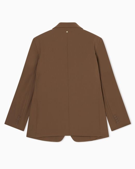 ARMANI EXCHANGE Brown Single-Breasted Oversized Jacket With Pocket Square