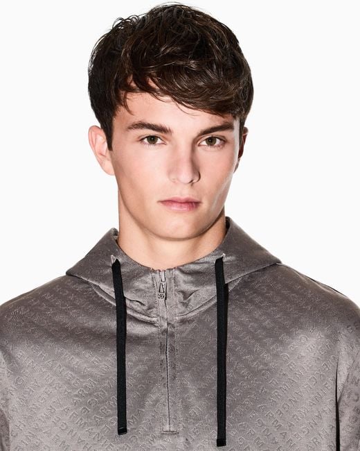 Felpa Con Cappuccio Micro Texture di ARMANI EXCHANGE in Gray da Uomo
