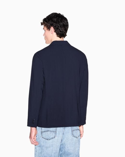ARMANI EXCHANGE Blue Structured Wool Blend Casual Jacket for men