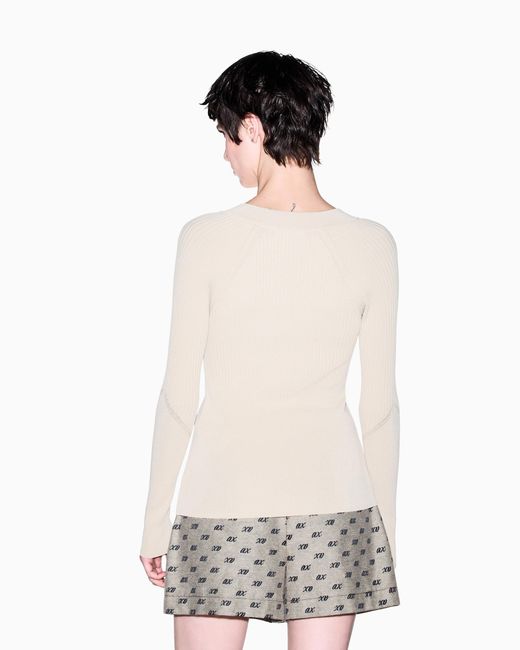 ARMANI EXCHANGE White Regular Fit Cardigan Knitted Recycled Viscose