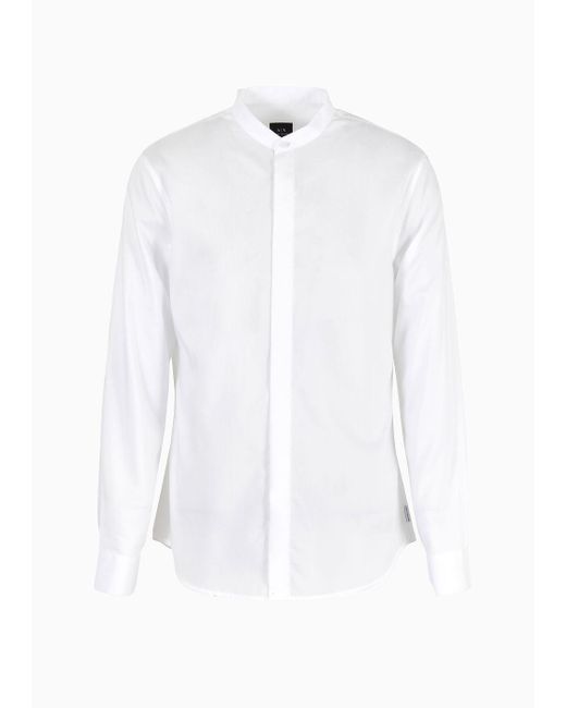 Armani Exchange White Regular Fit Shirt In Stretch Poplin for men