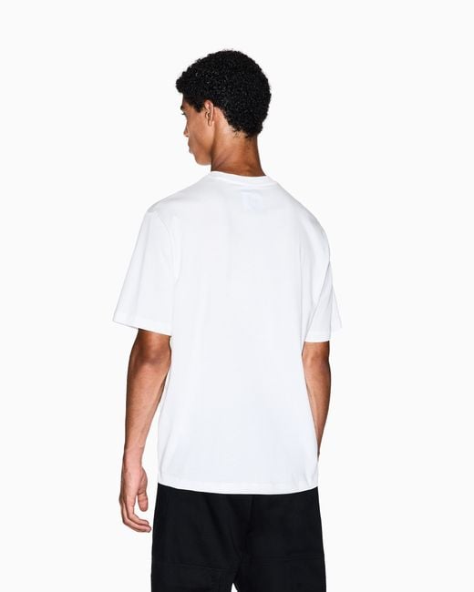 ARMANI EXCHANGE White Regular Fit Cotton Jersey T-Shirt With A Logo Icon for men