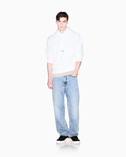 ARMANI EXCHANGE White Stretch Jacquard Hoodie for men