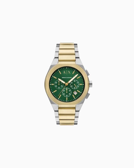 ARMANI EXCHANGE Green Chronograph Two-Tone Stainless Steel Watch for men