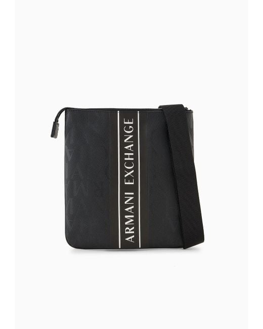 Armani Exchange Black All Over Logo Crossbody Bag for men