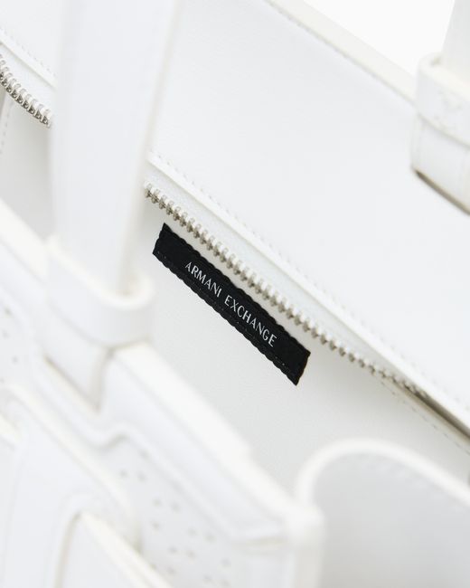 Shopper Piccola Traforata Con Fascia Logo di ARMANI EXCHANGE in White