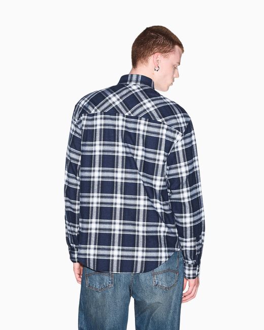 ARMANI EXCHANGE Blue Oversized Fit Shirt Cotton for men