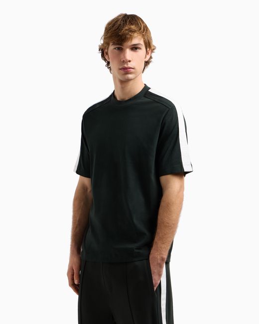 T-Shirt Regular Fit Con Bande Logate di ARMANI EXCHANGE in Black da Uomo