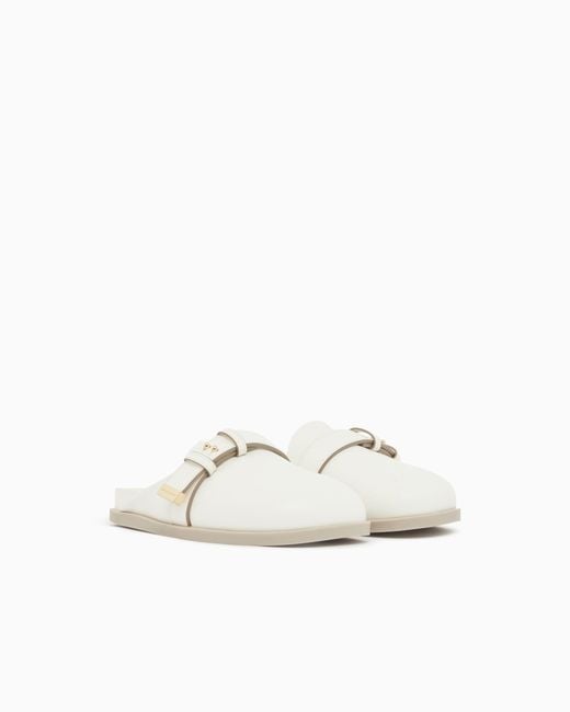 ARMANI EXCHANGE White Sabot With Buckle And Detail
