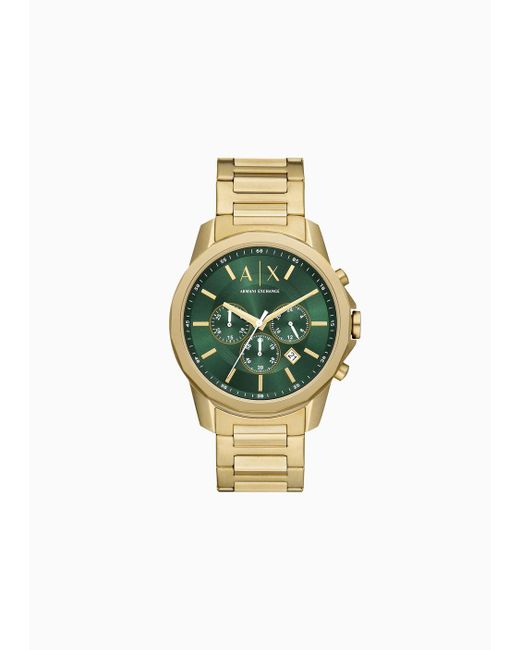 Armani Exchange Green Chronograph Gold-tone Stainless Steel Watch for men