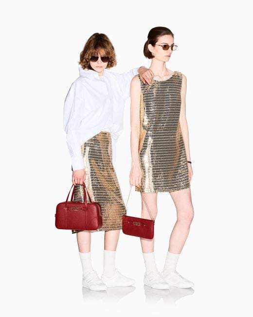 ARMANI EXCHANGE White Slim Fit Dress Chiffon With Sequins