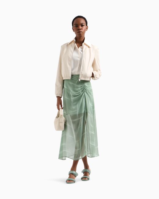 Falda Midi De Gasa Drapeada ARMANI EXCHANGE de color Green