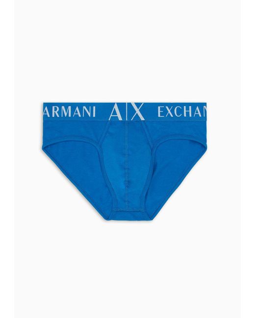 Armani Exchange Blue Stretch Cotton Briefs for men
