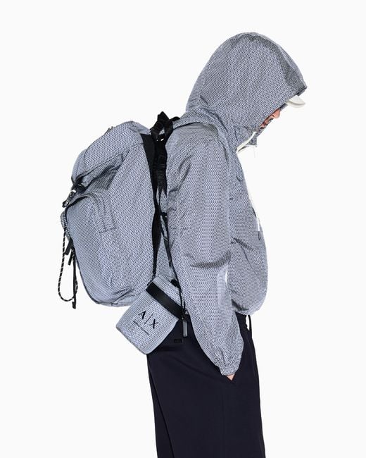 ARMANI EXCHANGE Blue Technical Fabric Windbreakers for men