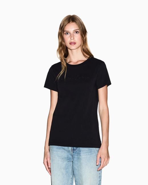 ARMANI EXCHANGE Black Jersey T-Shirt With A Crew Neck Essential Logo Signature