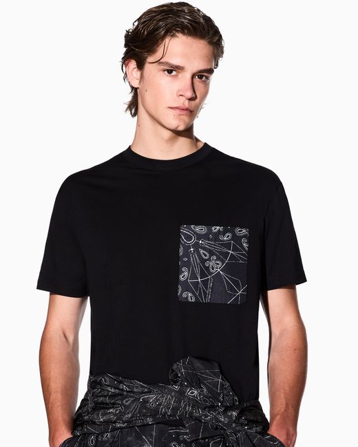 T-Shirt Coupe Régulière Avec Poche À Motifs ARMANI EXCHANGE pour homme en coloris Black