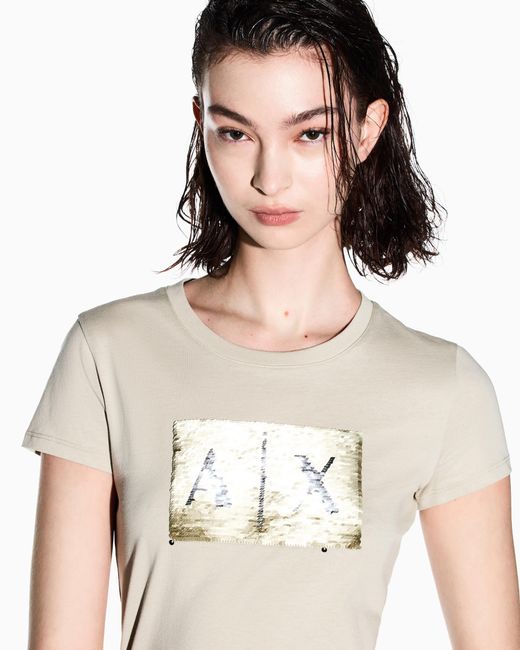 ARMANI EXCHANGE White Slim Fit T-Shirt Cotton Jersey