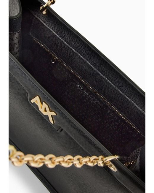 Armani Exchange Black Tote Bag With Chain Handles