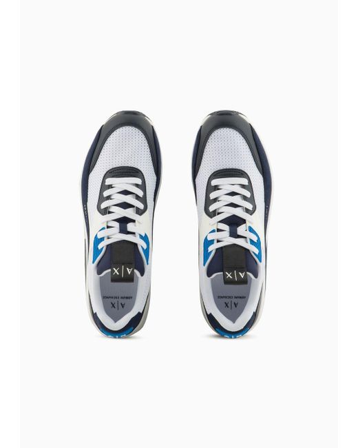 Armani Exchange Blue Multicolor Mesh Sneakers for men