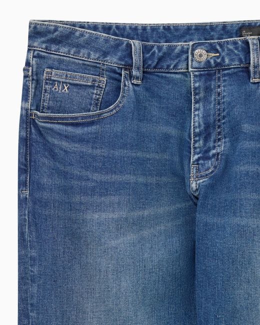 ARMANI EXCHANGE Blue Denim Jeans With A Straight Leg And Five Pockets Essential for men